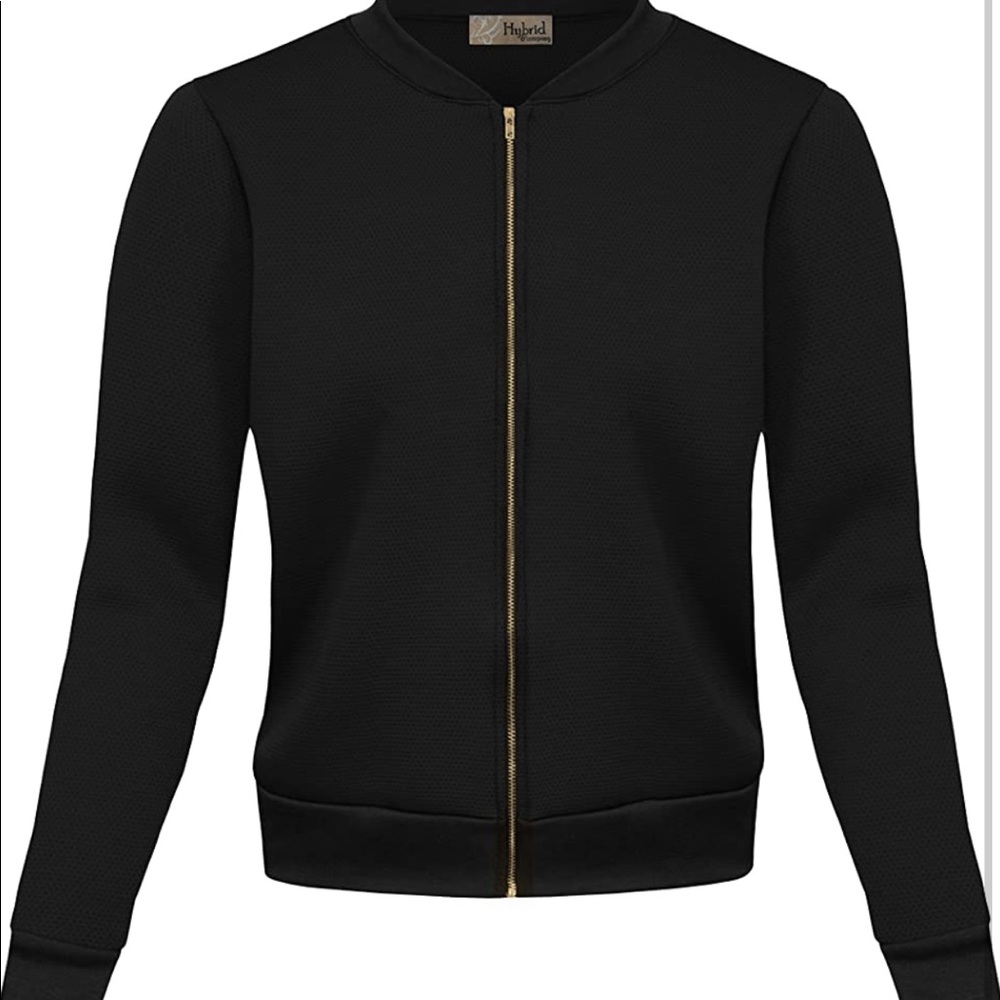 Black zip up bomber jacket Lauren monogram embroidered size L